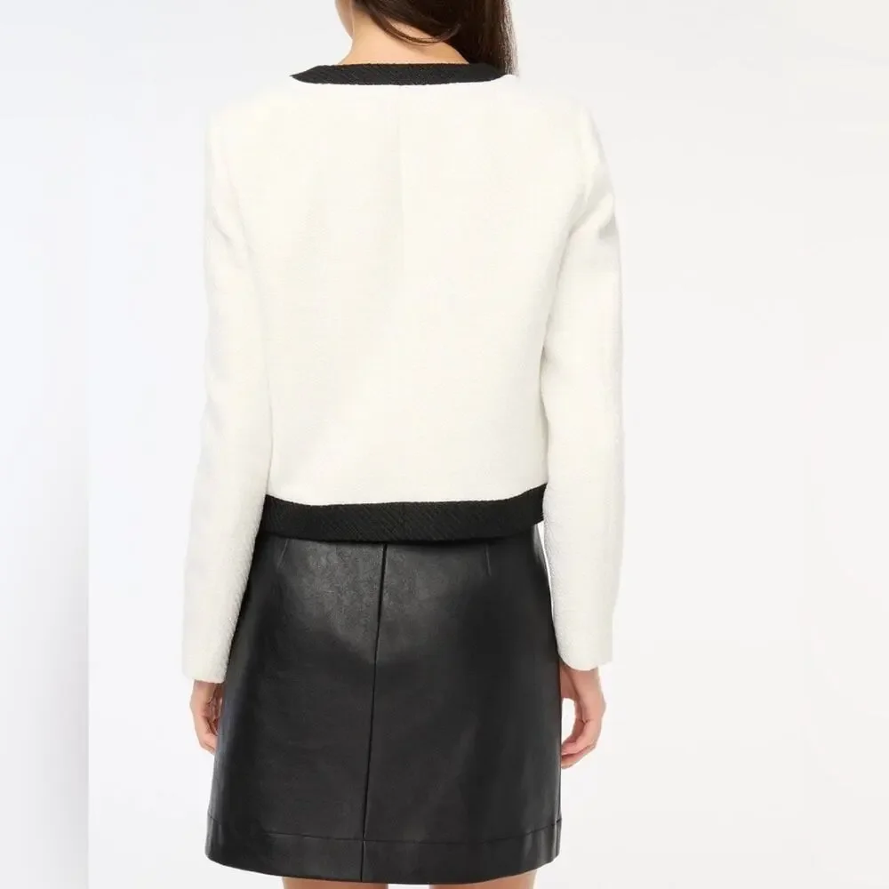 J. Crew NEW Tweed lady jacket 14 White Black Gold Buttons Classic Old Money